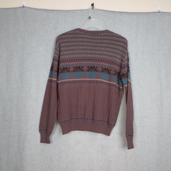 Rob Winter | Vintage Fair Isle Patterned Knit Crewneck Sweater Brown | Size L - Picture 4 of 6